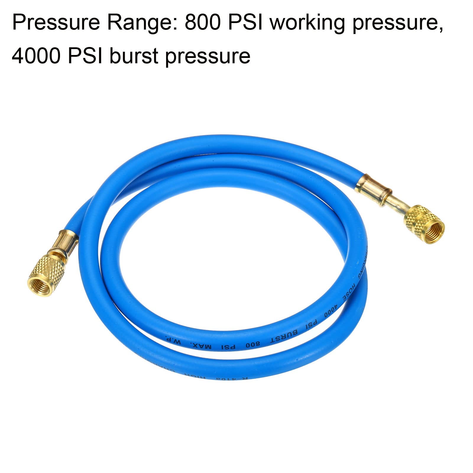 PATIKIL 5/16 SAE a 1/4 SAE Refrigerante Ricarica Flessibile, 3.9ft 800PSI HVAC Tubo per Aria Condizionatore Collettore Manometro Refrigerazione Manutenzione, Blu