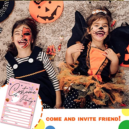 Deluxe Halloween Or Costume Party Invitations, 25 Fill-In Cards With Envelopes, Pumpkin, Ghost, Monster, Cute Trick Or Treat, Box Or Treat For Kids Birthday Or Adult Party - 4"X6" (Jrm342) #TOP3