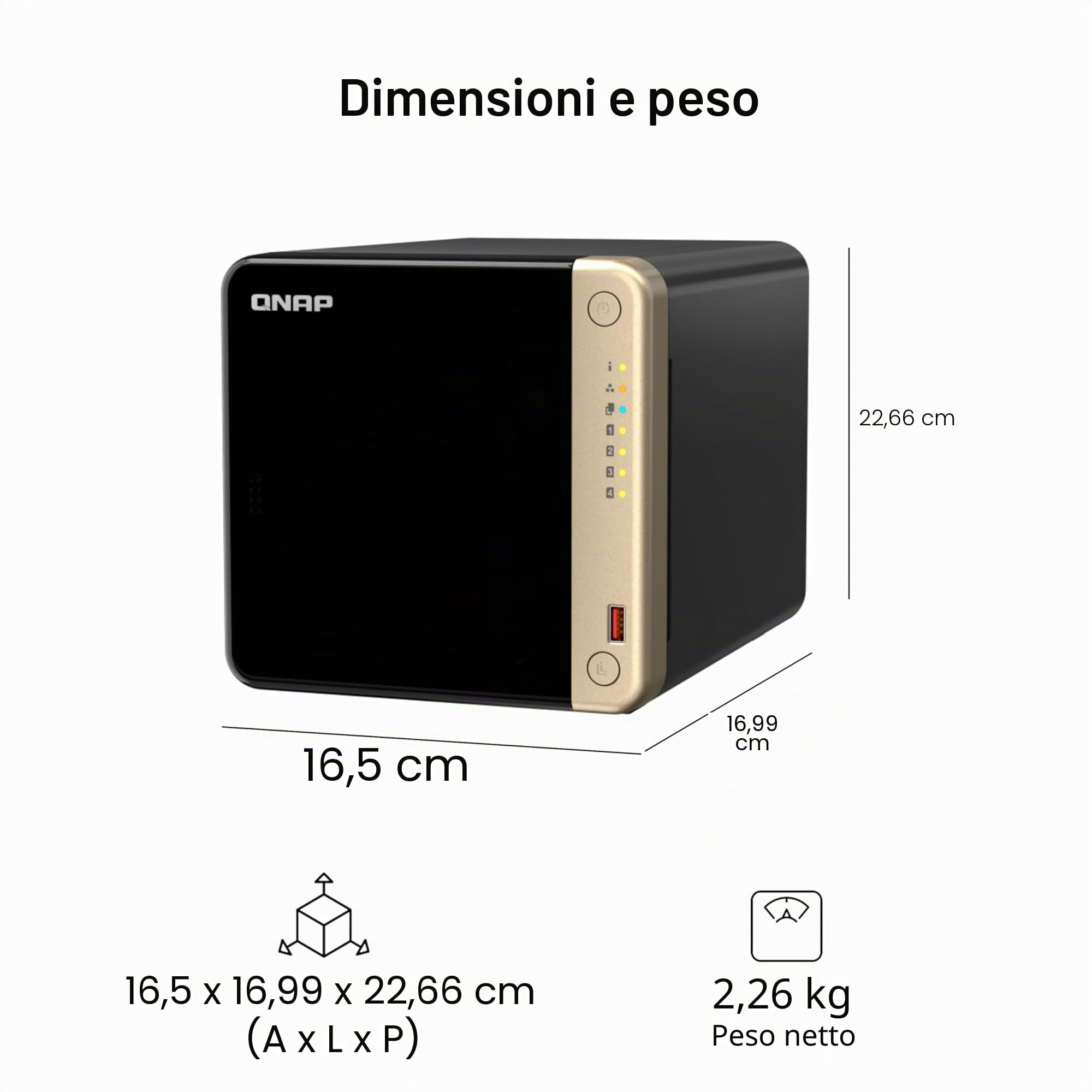 QNAP TS-464-8G-US NAS desktop ad alte prestazioni a 4 alloggiamenti con processore Intel Celeron Quad-core, slot M.2 PCIe e doppia connettività di rete 2,5GbE (2,5G/1G/100M) (senza disco)