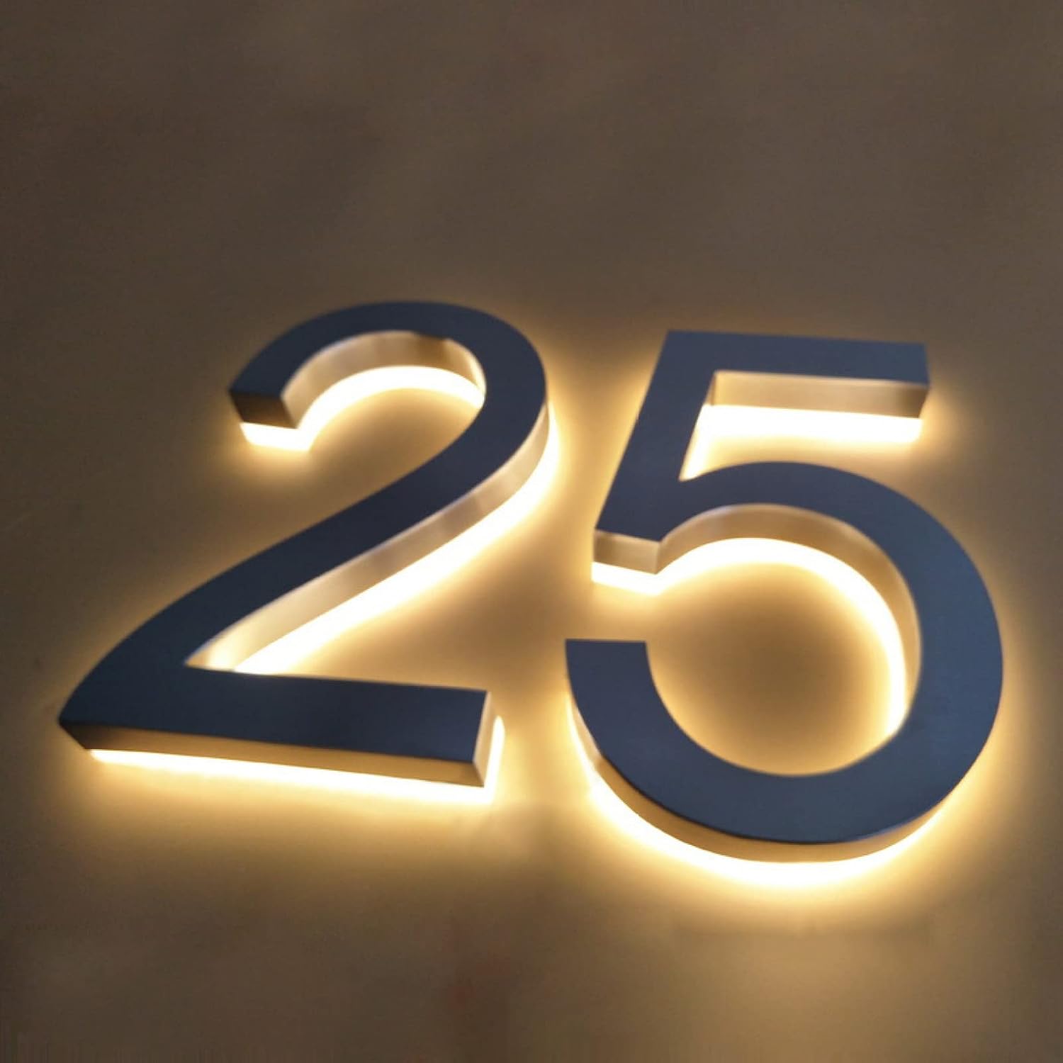 Backlit Lighted LED House Numbers, 3D Floating Led House Plaque Number, Lighted Up House Numbers for Outside Modern.Warm white light.,8,6in 150mm