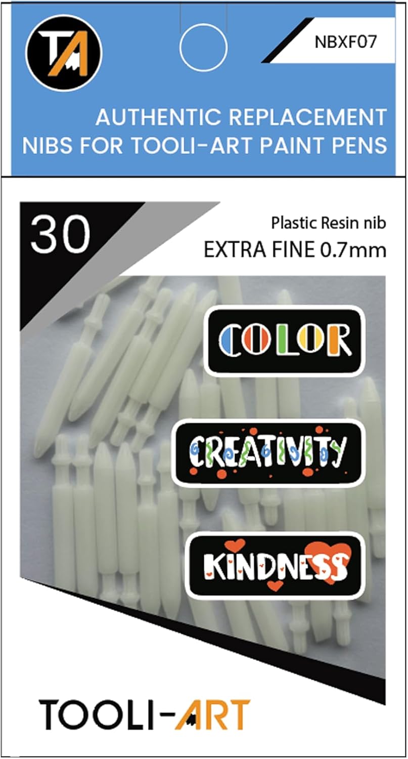 TOOLI-ART 30 Replacement Nibs Extra Fine Tip Paint Pens Acrylic Markers. Easy To Replace.