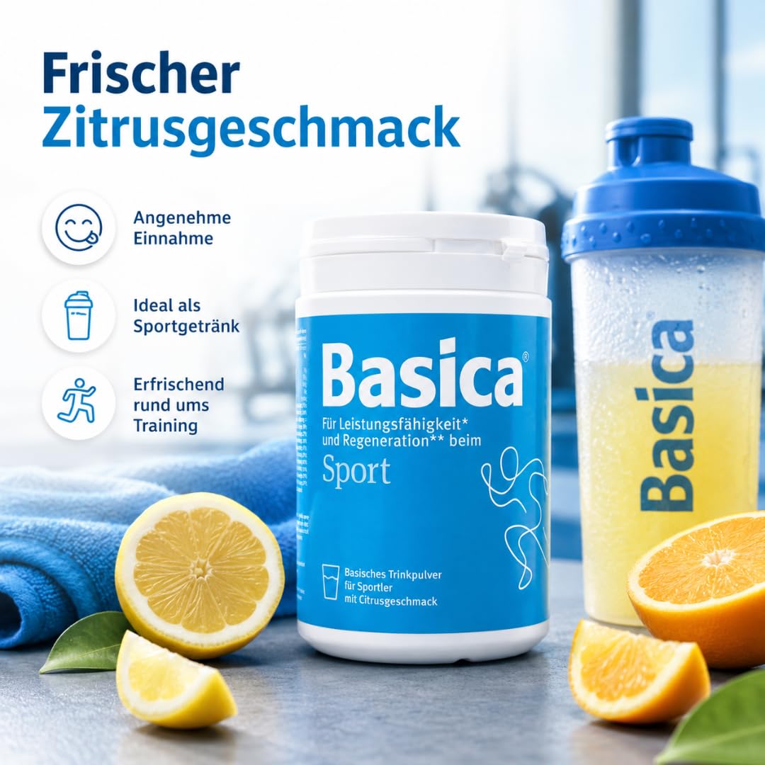 Basica Sport 660 g | Basisches Trinkpulver | mit Pharma Perle Duschgel (2x) | Basisches, schnell lösliches Sportgetränkepulver mit Kohlenhydraten, Elektrolyten, Mineralstoffen und Vitaminen