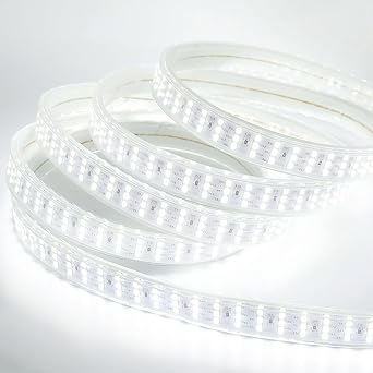 SUYOOULIN LED Strip Lights, AC110V-130V 20ft/6m Waterpoof IP68 Super Bright 36000LM 4040 180 LEDs/m LED Flexible Lights Strip for Home Garden Outdoor DecorationDaylight White 6500K