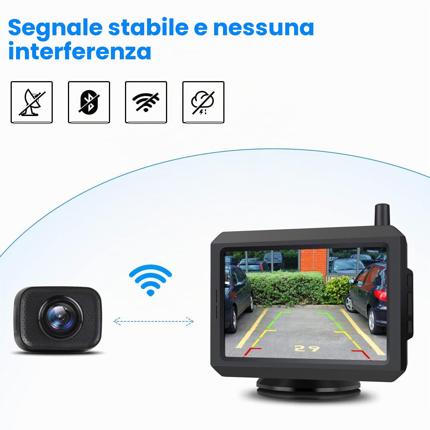 AUTO-VOX W7 Telecamera Retromarcia per Auto con Monitor LCD da 5 '', Assistenza al Parcheggio Senza Fili, Telecamera di Backup, Impermeabile IP68, Visione Notturna Eccellente