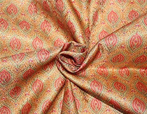 Brocade fabric mustard and orange color 44''wide BRO660[3]