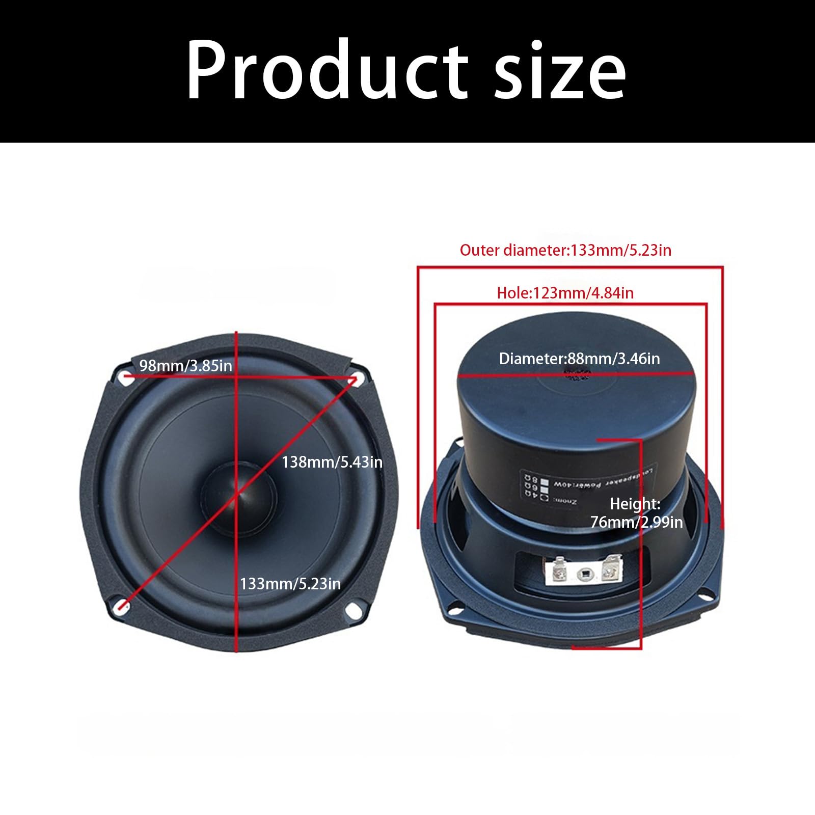 Premium 13.3 cm kwadratowy przetwornik basowy HiFi Sound Systems ulepszona metalowa rama zewnętrzne wewnętrzne audiofile rozwiązanie High Fidelitys kwadratowy subwoofer