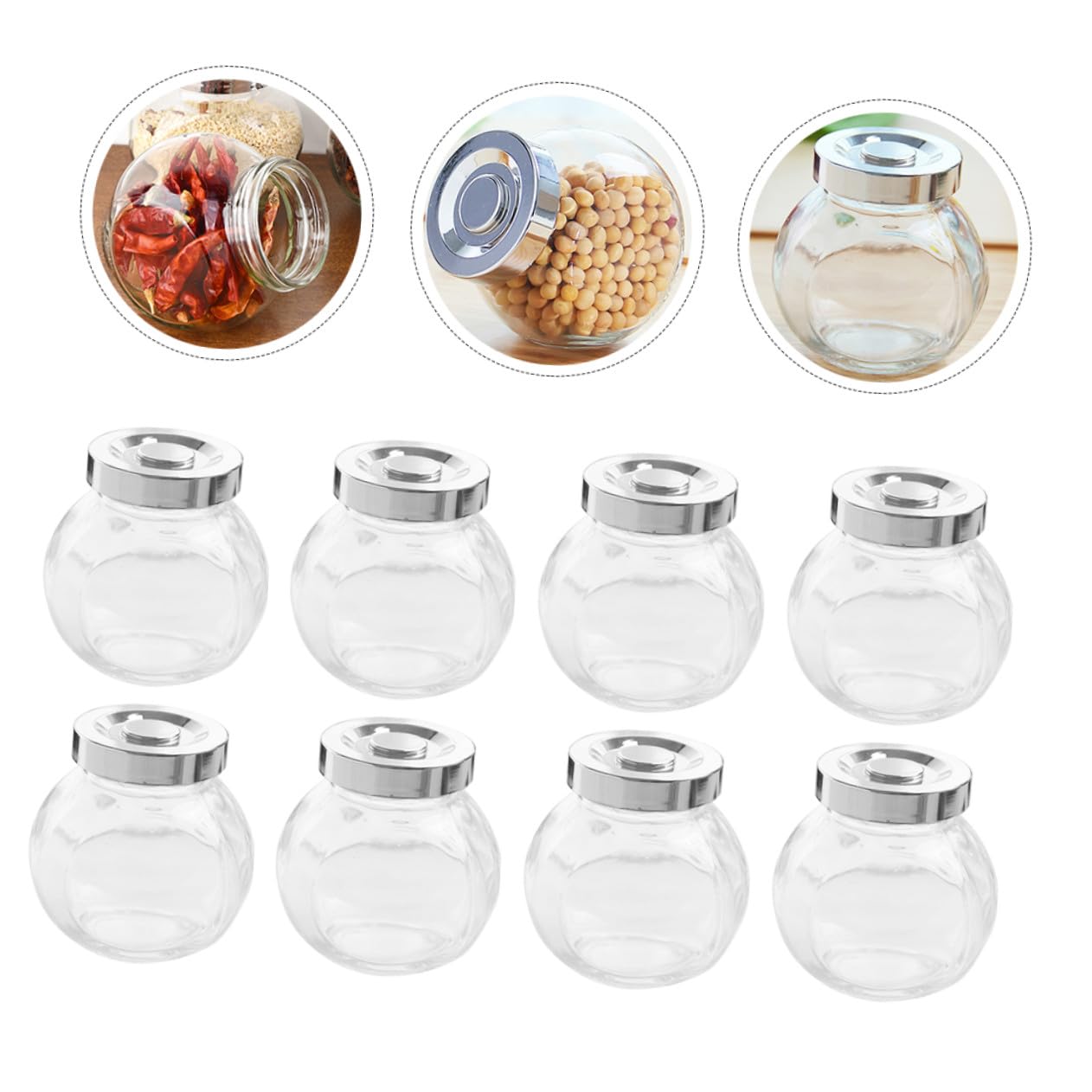 8 Stück Teiliges Runde Vorratsdosen Luftdichte Aufbewahrungsbehälter für Küche und Tee Transparente Küchen Gläser für Trockenfrüchte und Süßigkeiten Praktische Aufbewahrung für