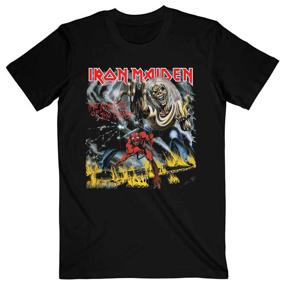 Rock Off Officially Licensed Products Men's Black Iron Maiden Number Of The Beast T Shirt S