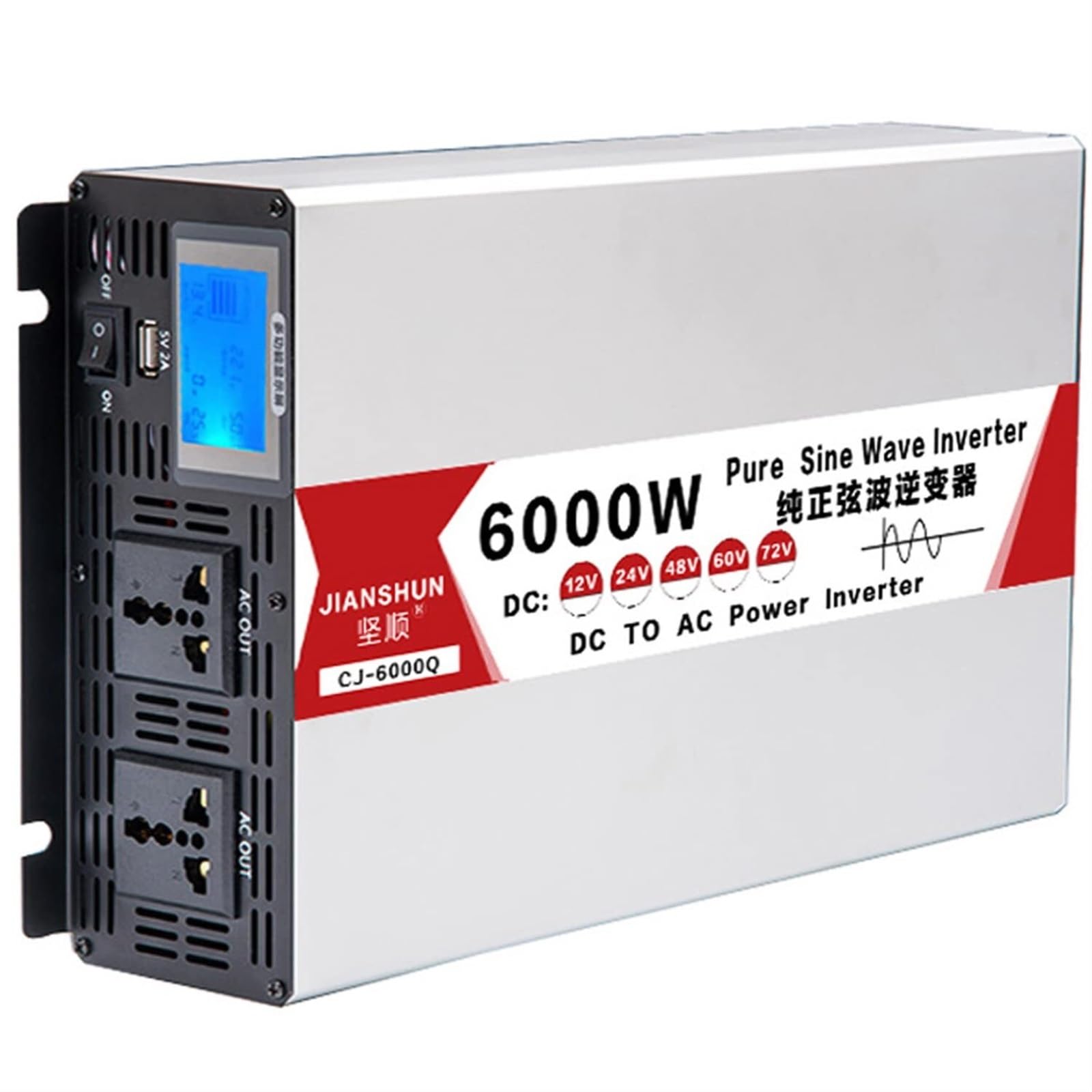 CZVJUKBYP 4000W/5000W/6000W/8000W Pure Sine Wave Inverter 12V/24V/48V/60V to 110V 220V Voltage Converter Car Power(48Vto220V,6000W)