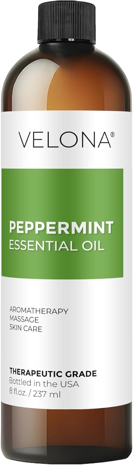 Peppermint Essential Oil by Velona - 32 Fl Oz | Therapeutic Grade | for Aromatherapy Diffuser, Massage, Skincare, Haircare, Soapmaking | Undiluted and Multipurpose