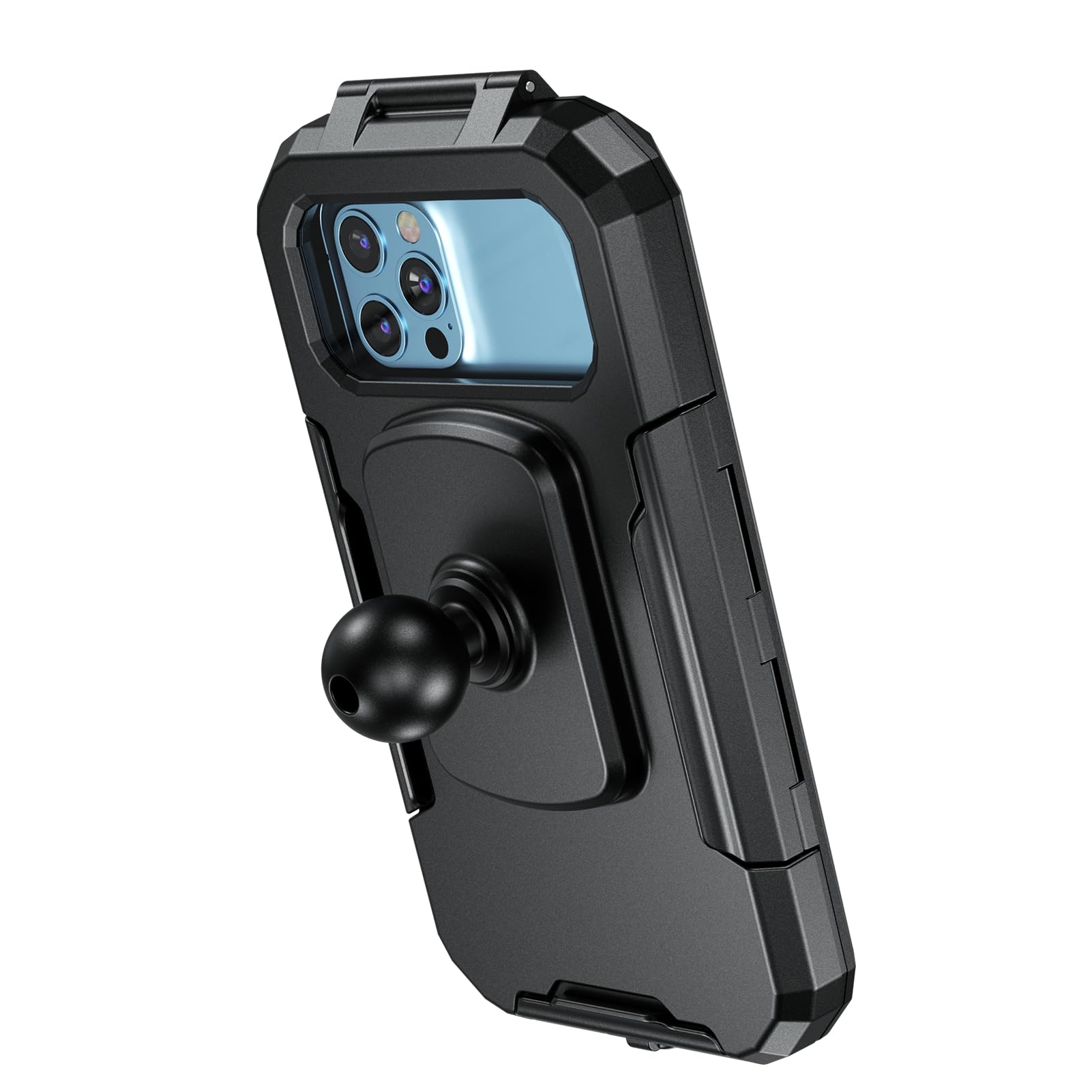iMESTOU IP66 Support étanche pour Téléphone de Moto avec Tête Sphérique de 2,5 cm Convient pour Les Accessoires de Taille B, pour Téléphones de 5,5" à 6,8" avec Une épaisseur Max Épaisseur 11mm (L)