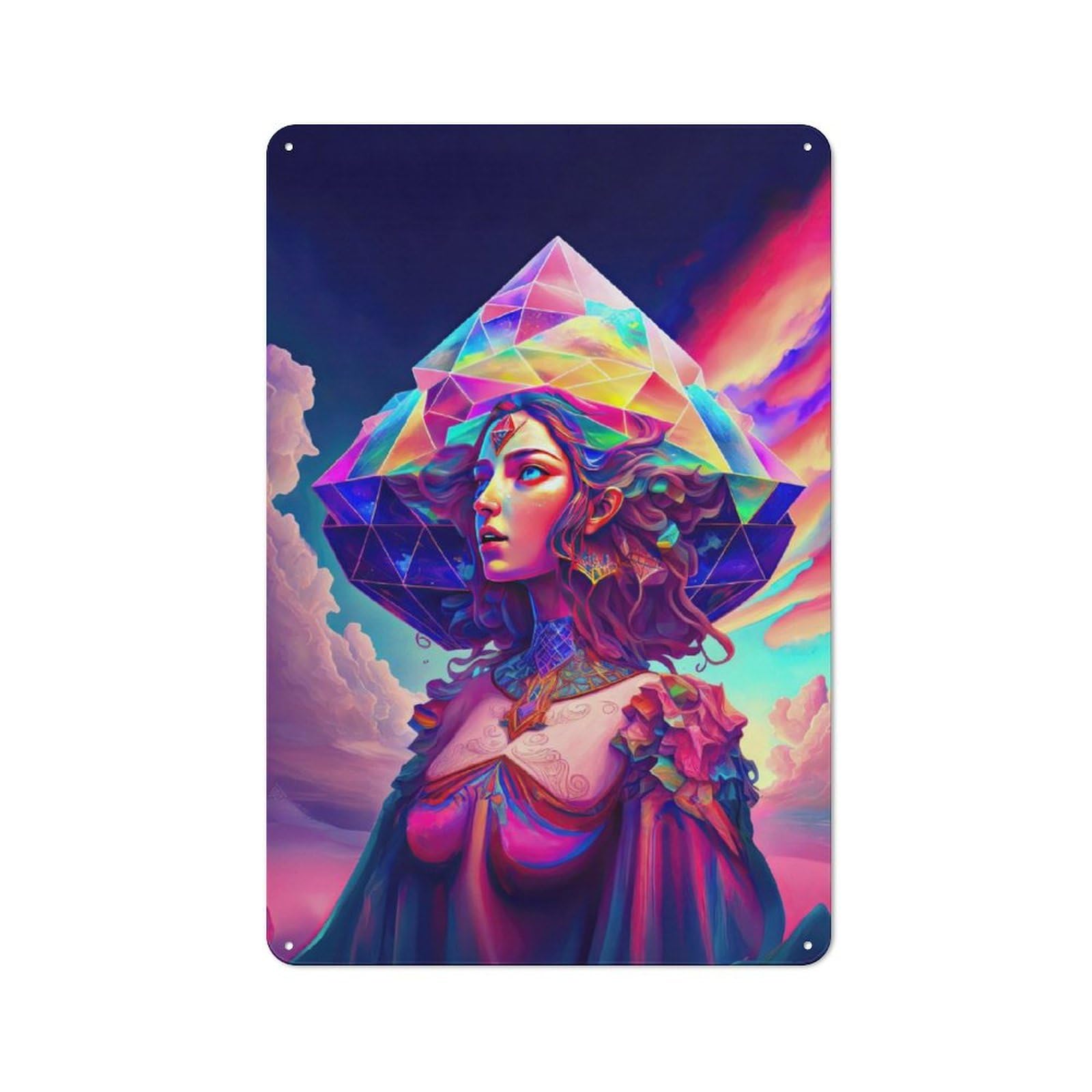 Junmoney Rainbow Geometry Goddess 3 Metal Sign 30X20cm With For Home Bar Wall, Rustic Decor, For Collectors Decorating Home Bars And Entertaining Spaces