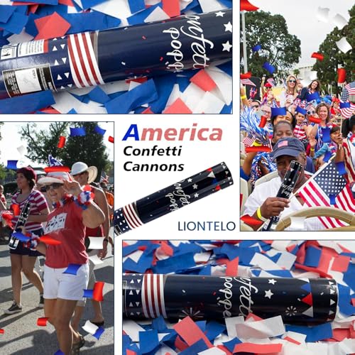 Confetti Cannon 12 Pack Party Poppers 4th of July Patriotic Confetti Poppers for July 4th Decor Biodegradable Poppers Red White Blue Independence Day Confetti Shooter for Celebration Party Decorations by ZZPAKUE - Image 7