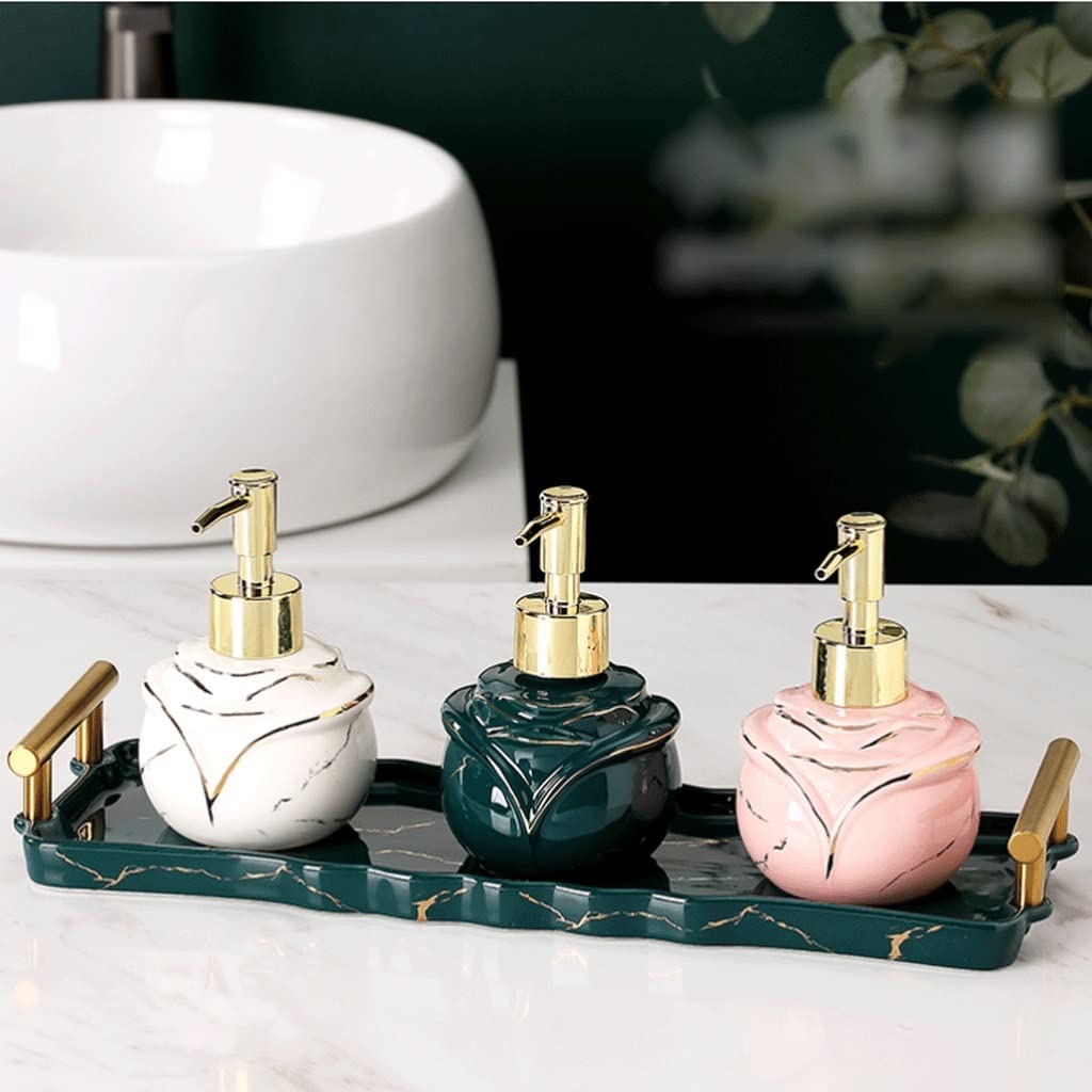 210 ml/7, 1 uncji ceramiczna butelka z pompką w kształcie róży(Black)