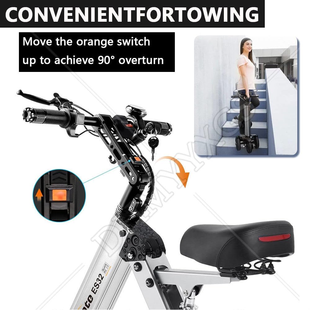 Triciclo eléctrico, scooter de movilidad plegable con asiento, ajuste de 3 velocidades, pantalla LED, neumáticos de 10 pulgadas, batería de 36 V 10 AH, ideal para personas mayores de uso diario