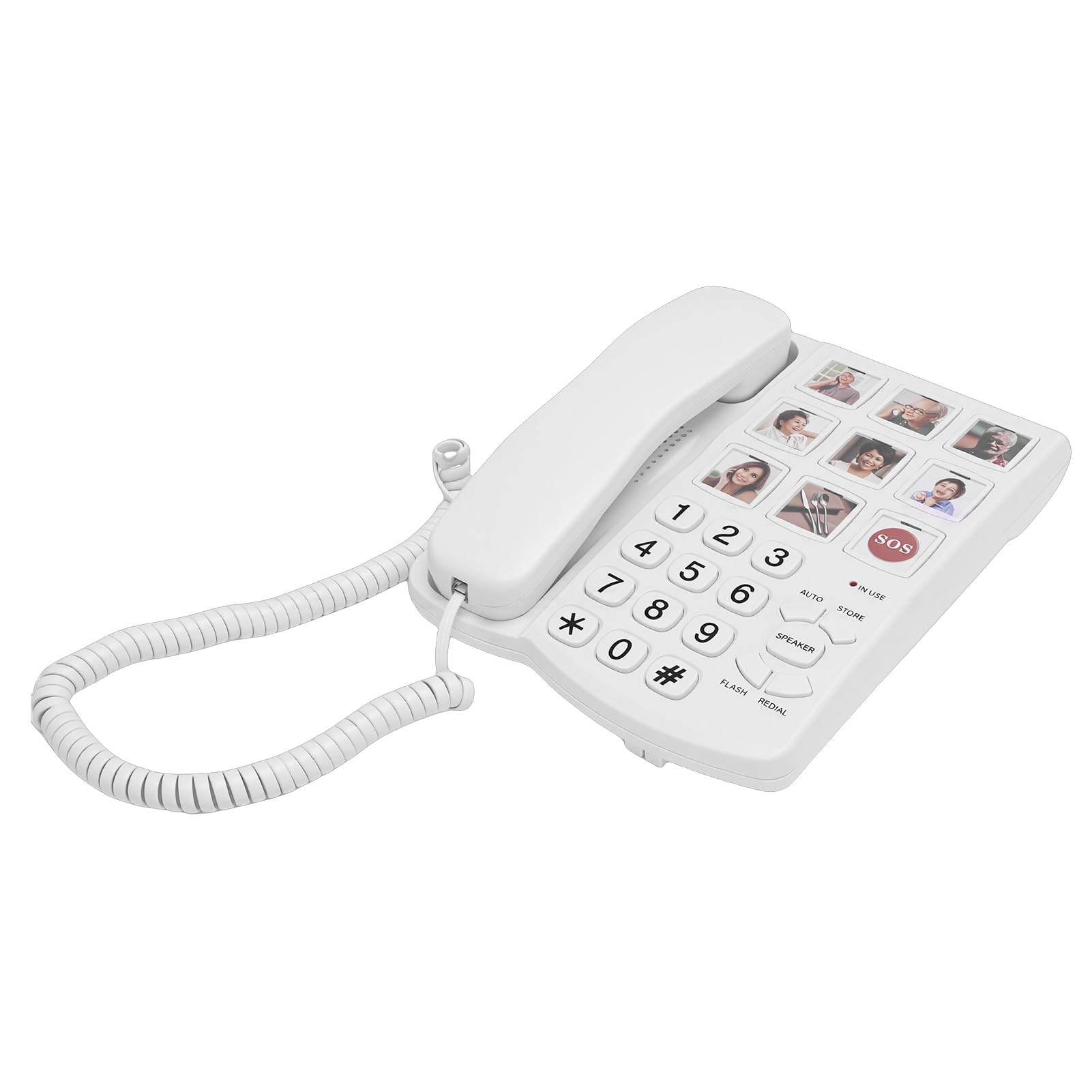 Generic Telefono con Tasti Grandi, 9 Tasti Extra Grandi, Vivavoce per Anziani Non Vedenti, Telefono Fisso con Filo, per Uso in Ufficio a Casa