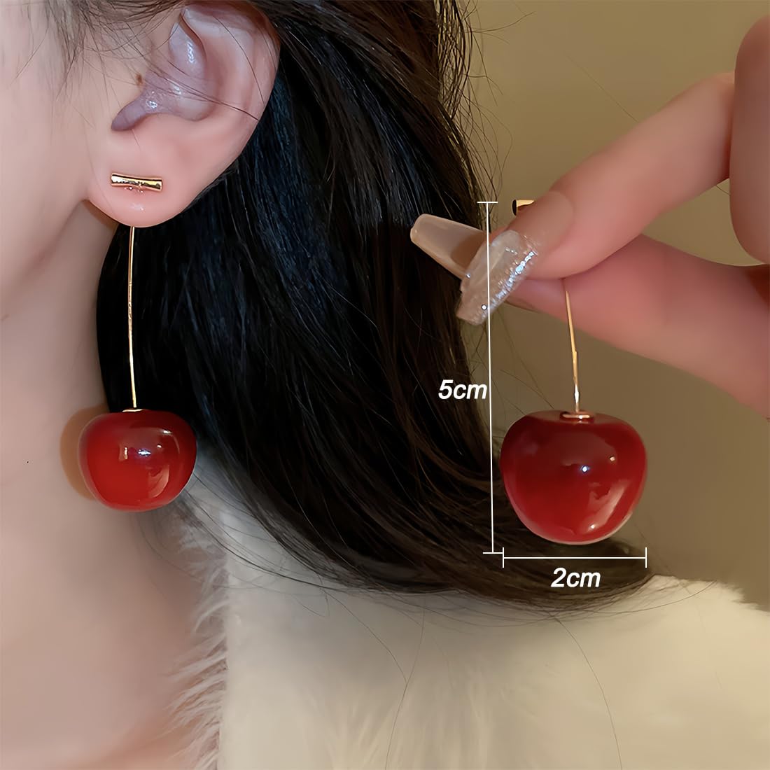 Orecchini Pendenti A Forma Di Ciliegia 3D - Divertenti E Colorati, Regalo Perfetto Per Donne E Ragazze - Foto 3