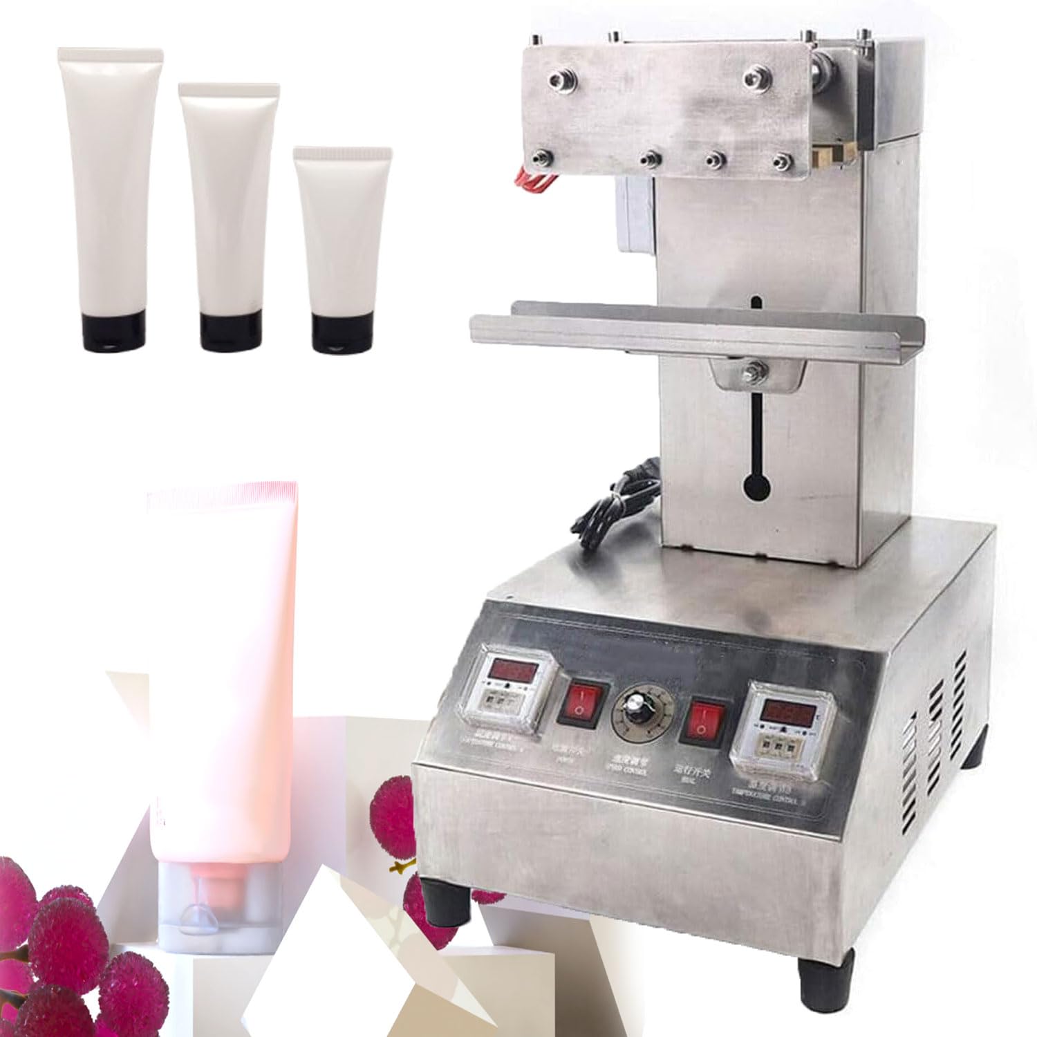 Máquina de sellado de tubos comercial, sellador automático de cola de tubo termoplástico para medicina, cosméticos, pasta de dientes, sellado, recorte e impresión, 250 W, 5-25 piezas/min