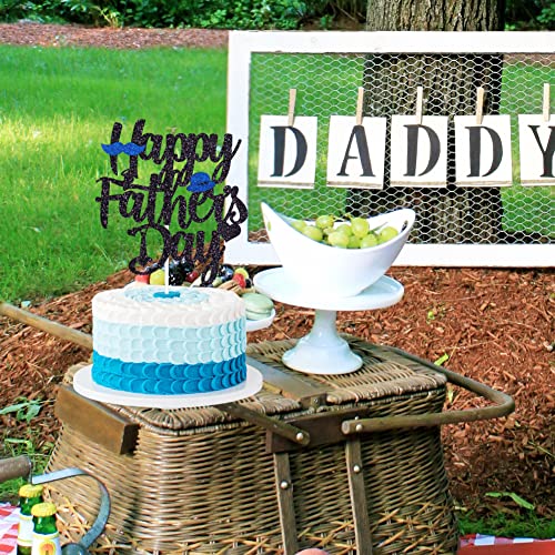 Happy Father's Day Cake Topper Black Glitter Cake Decorations We Love Dad Happy Dad Day Thanks Dad Home Celebrate Party Decor Centerpiece Mothers Day Gift(Double-Sided) #TOP5