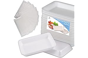 8" x 6" Disposable Foam Meat Trays with White Absorbent Pads