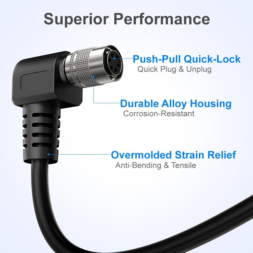 Alvin's Cables HR10A-7P-6S Hirose 6 Pin Female to Open End Power I/O Cable for Sony CCD, Basler, Keyence, Cognex, Baumer, Hikvision Industrial Camera, High Flex Shielded C-Type 16.4ft/5m