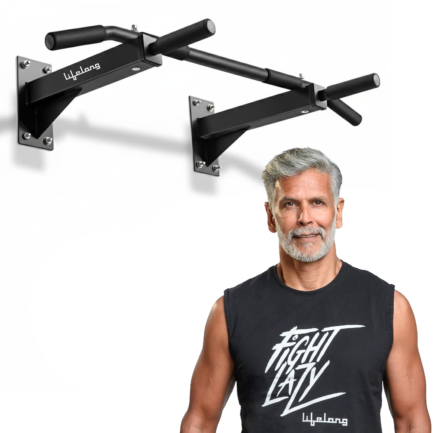 Lifelong Pull Up Bar Wall Mounted | 200kg Capacity| Foam Grip Pull Up Bar for Home | Gym Equipment for Home Workout| Triangle Support | Strong Wall Base| Home for Kids, Men & Women