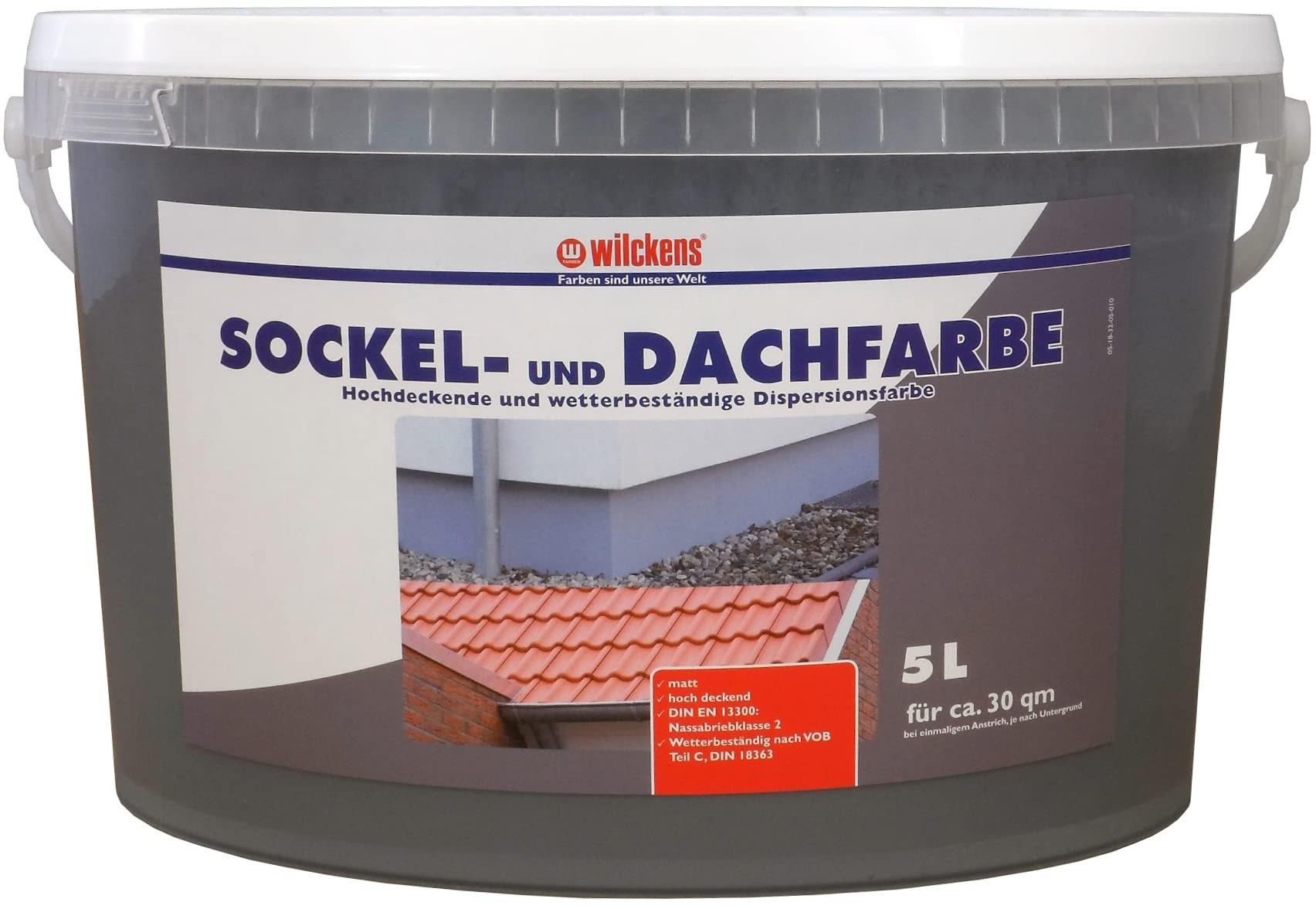 Wilckens Sockel- und Dachfarbe matt, 5 l, RAL 7032 Kieselgrau