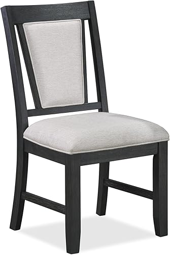 Miniatura 4 de Juego de 2 sillas de comedor contemporáneas tapizadas y acolchadas, muebles de madera para comedor, mesa de cocina, juegos de sillas, color gris