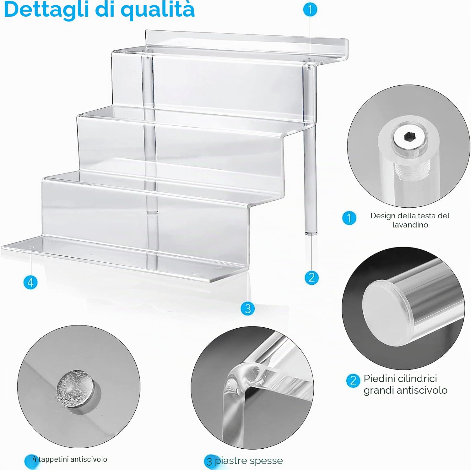 LATERN 2 Pezzi Espositore in Acrilico per Montante, 4 Livelli Organizzatore di Visualizzazione Trasparente Supporto per Supporto Rialzato da Tavolo di Grandi Dimensioni per Profumo Cupcake Figure