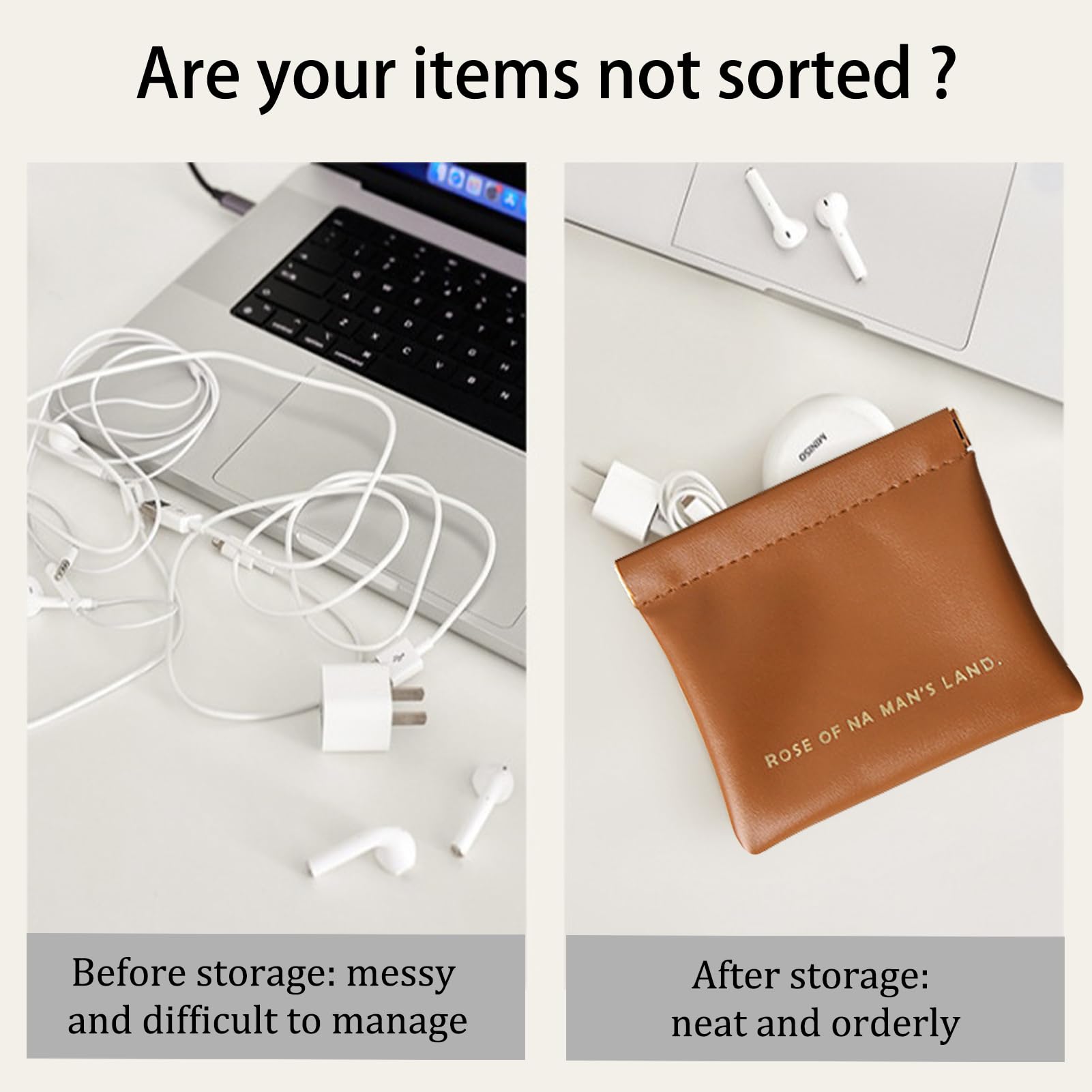 MIUPOO Small Purse Makeup Bag for Women,Elastic Open Close Storage Bag Mini Travel Storage Bag,Waterproof Organizer Pouch for Lipstick Cosmetics Headphones Jewelry,3 Pieces,Brown - Image 3