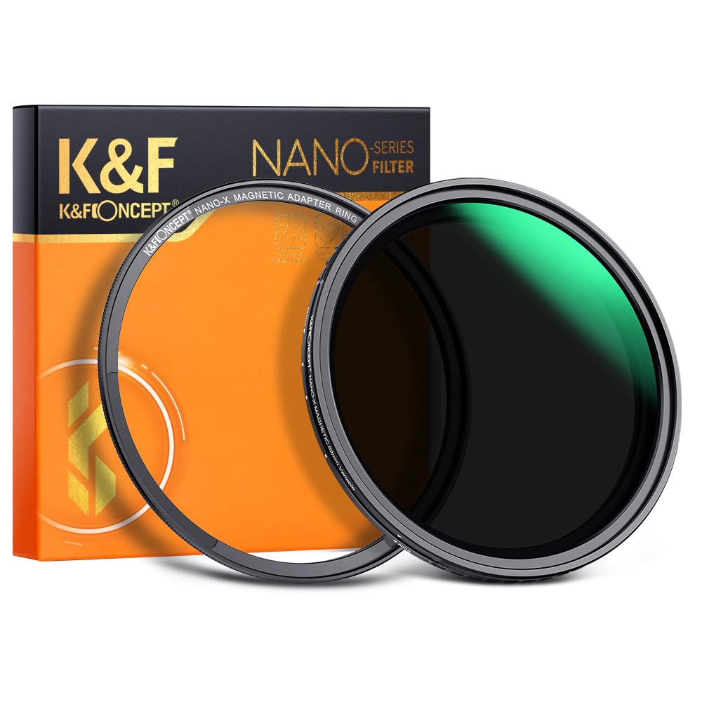 K&F Concept Nano-Xcel Filtre magnétique ND Variable ND8-ND128 (5 étapes) avec Anneau Adaptateur magnétique, Filtre à densité Neutre magnétique ND avec revêtement Nano 28 Couches