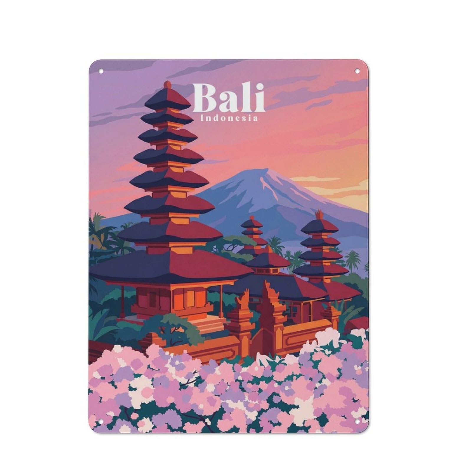 Junmoney Style-2 For Living Room Or Hallway, Bali Indonesia Vintage Metal Sign 40X30cm, For Metal Sign Collectors, For Garage And Workshop Walls