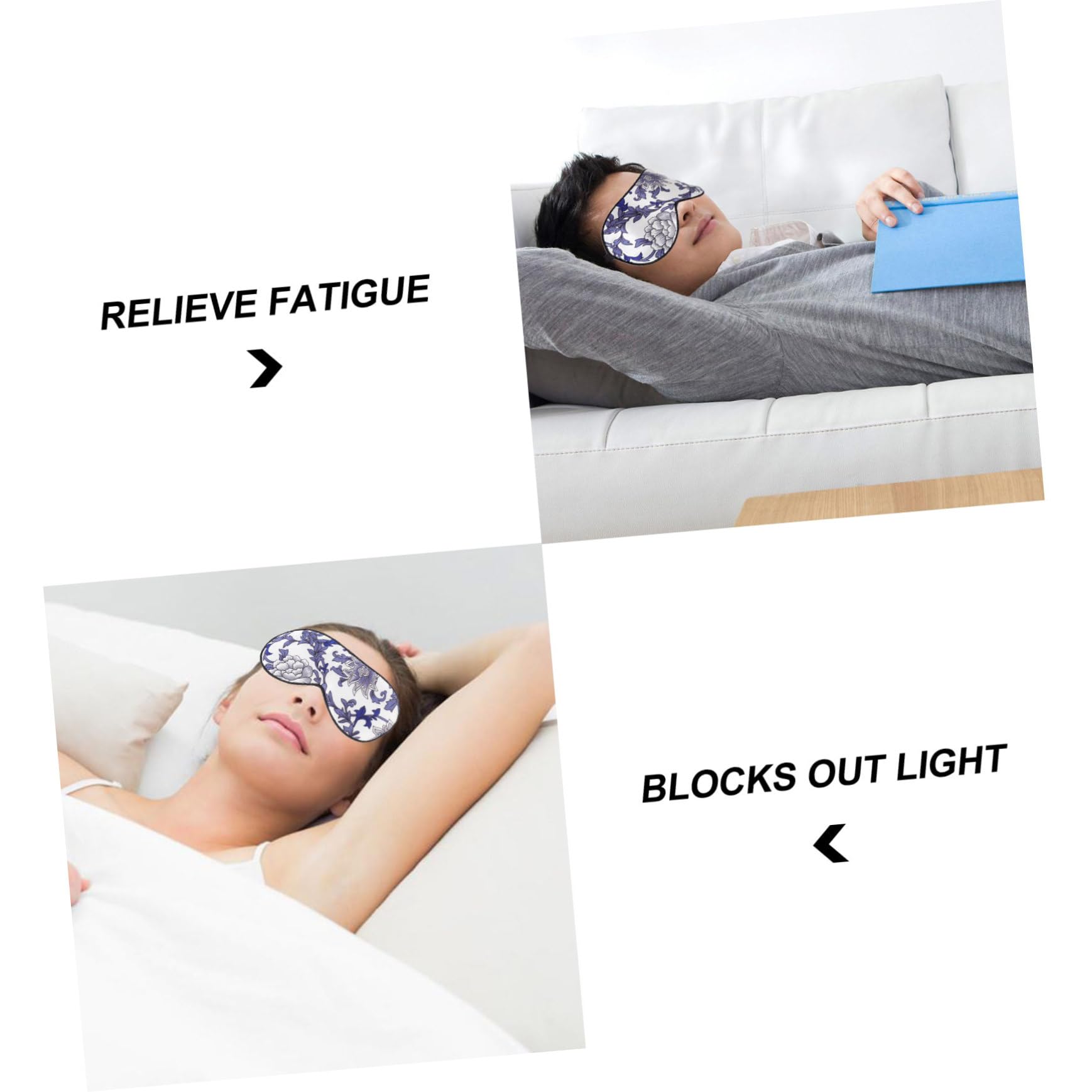 Baluue 4stücke Angenehme Schlafmaske Natürlicher Druckdesign Für Entspannenden Schlaf Lichtblockierend Für Und Meditation Unisex Blau