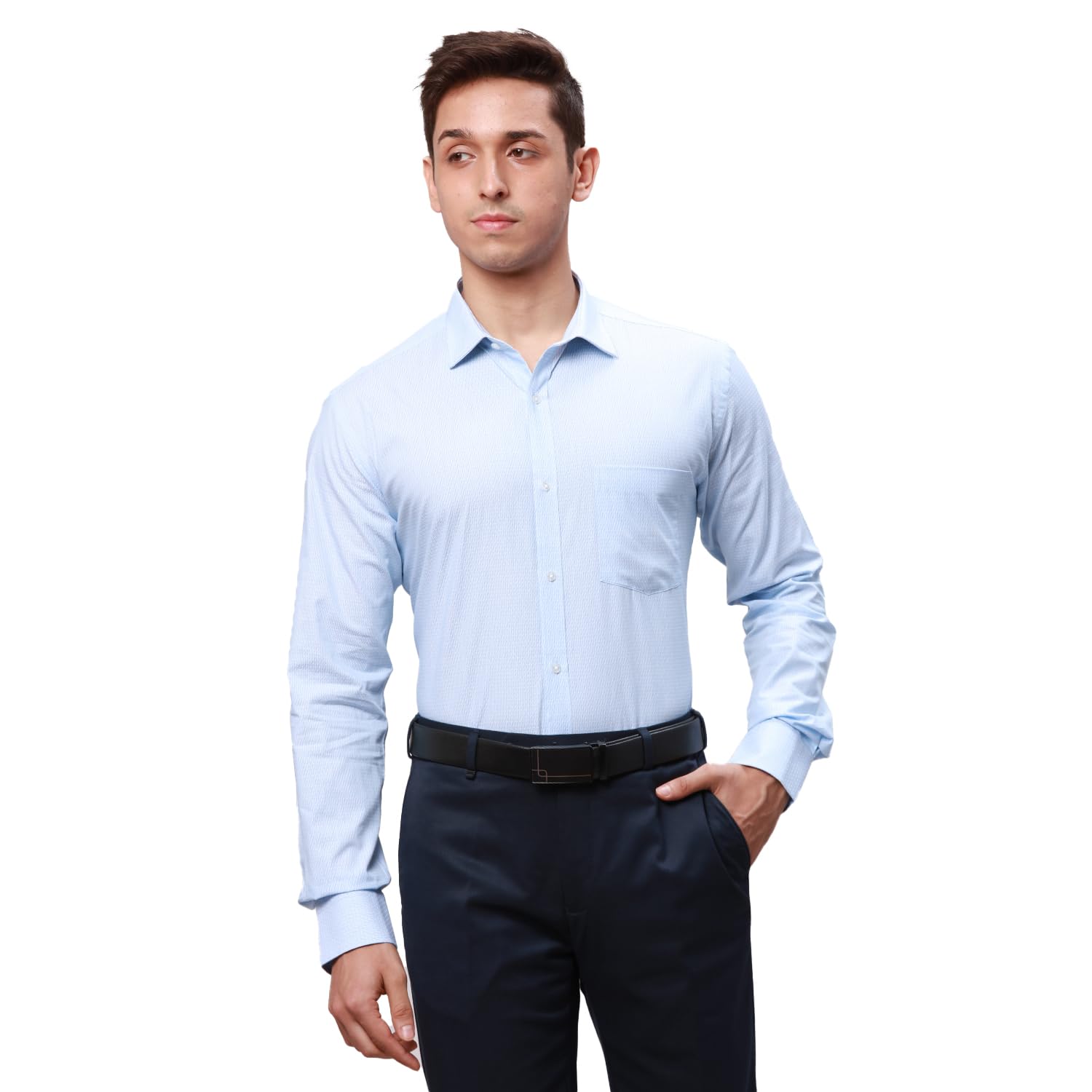 park avenue Men's Pure Cotton Structure Pattern Slim Fit Semi Cutaway Collar Full Sleeve Formal Shirt-picture-30