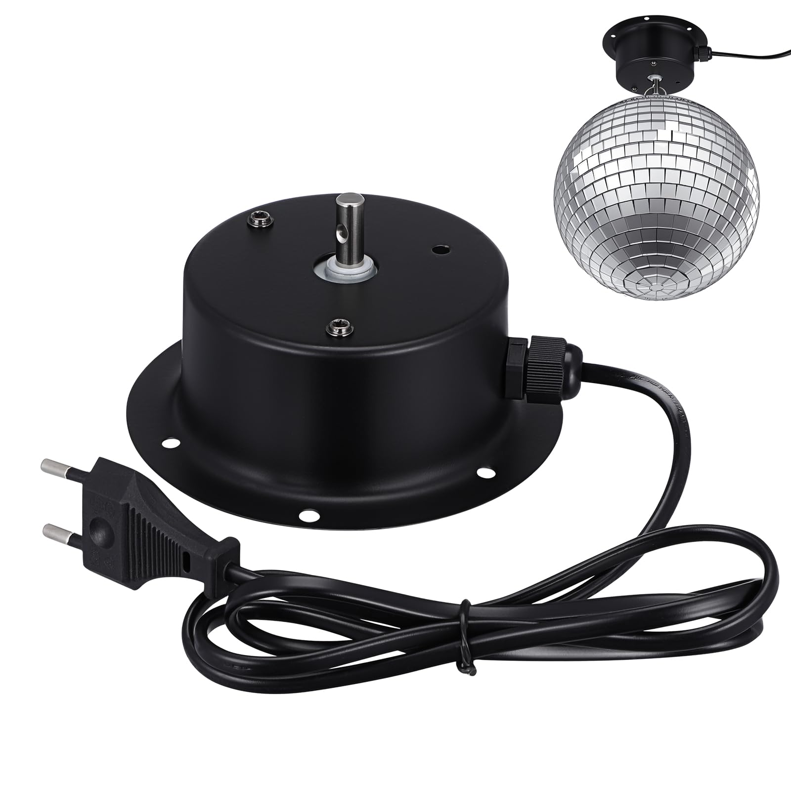 Amosfun Motore a sfera a specchio, motore a sfera da discoteca, motore elettrico da 4 W, con unità da 2,5 giri/min, braccio, installazione semplice, ideale per l'illuminazione di palcoscenici di feste
