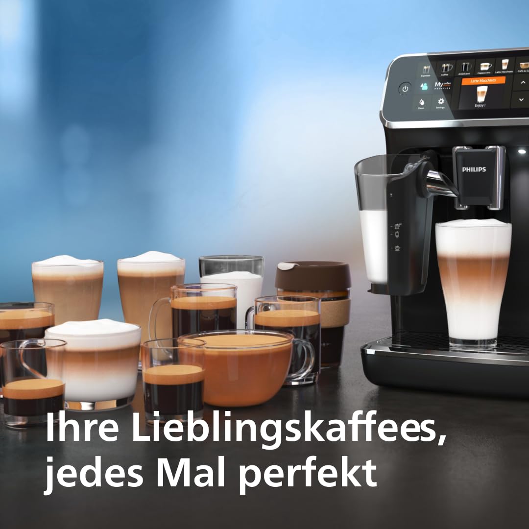 Besuche den Philips- Philips Kaffeevollautomat der Serie 5400 – Espressomaschine für 12 Getränke, schnell reinigendes LatteGo System, intuitives TFT-Display, anpassbare Kaffeeeinstellungen (EP5441/50) in use