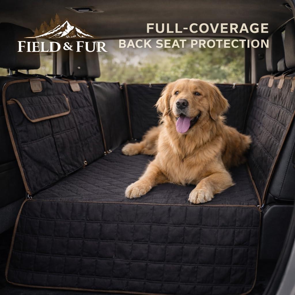 Field & Fur Dog Car Seat Extender Hard Bottom for Back Seat – Quilted Waterproof Dog Car Seat Cover with Non-Slip Base & Side Flaps, Back Seat Extender for Dogs, Fits SUVs & Trucks