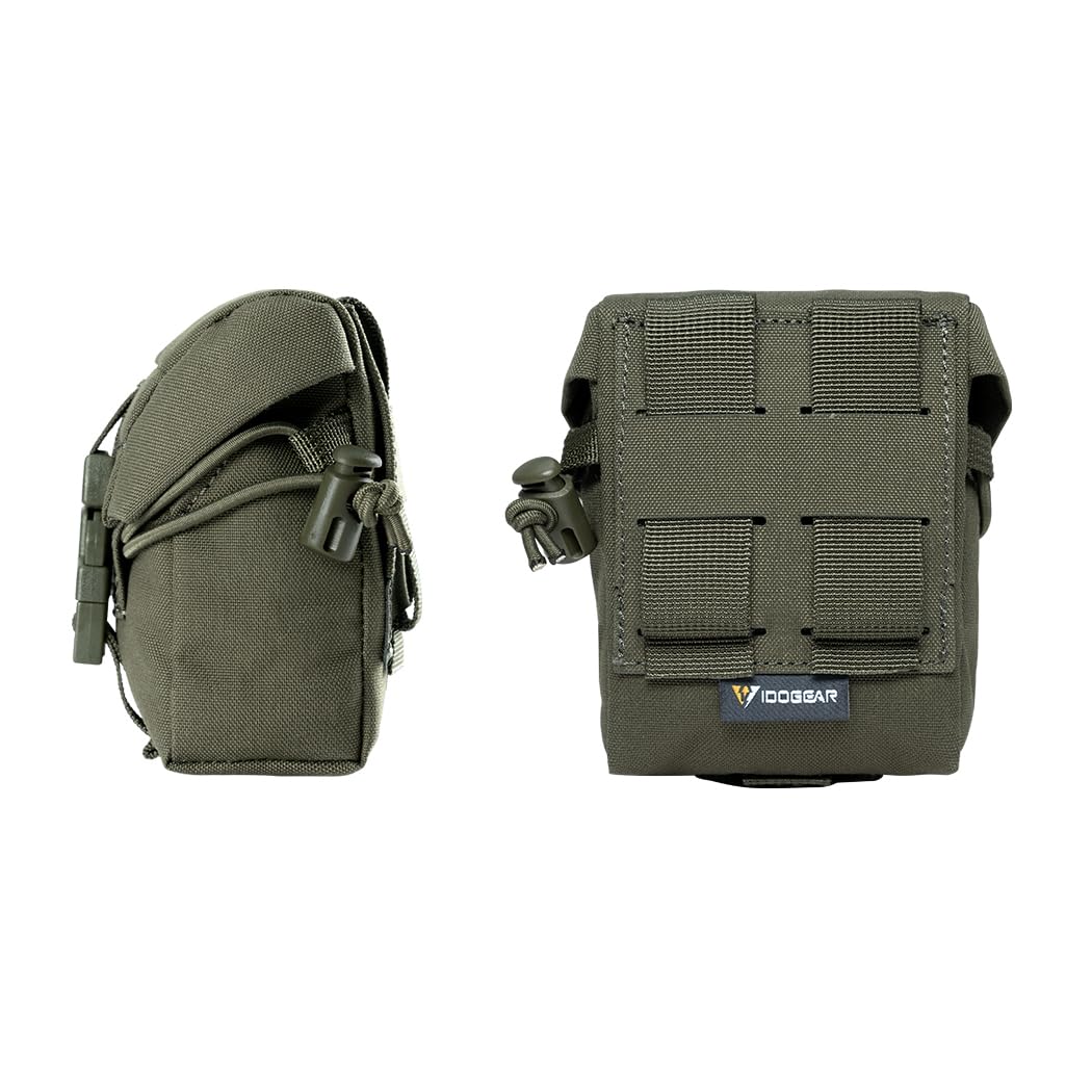 IDOGEAR Tactical Frag Grenade Pouch MOLLE Tool Pouch Ultility EDC mini Waist Storage Bag with Adjustable Function(Ranger Green)