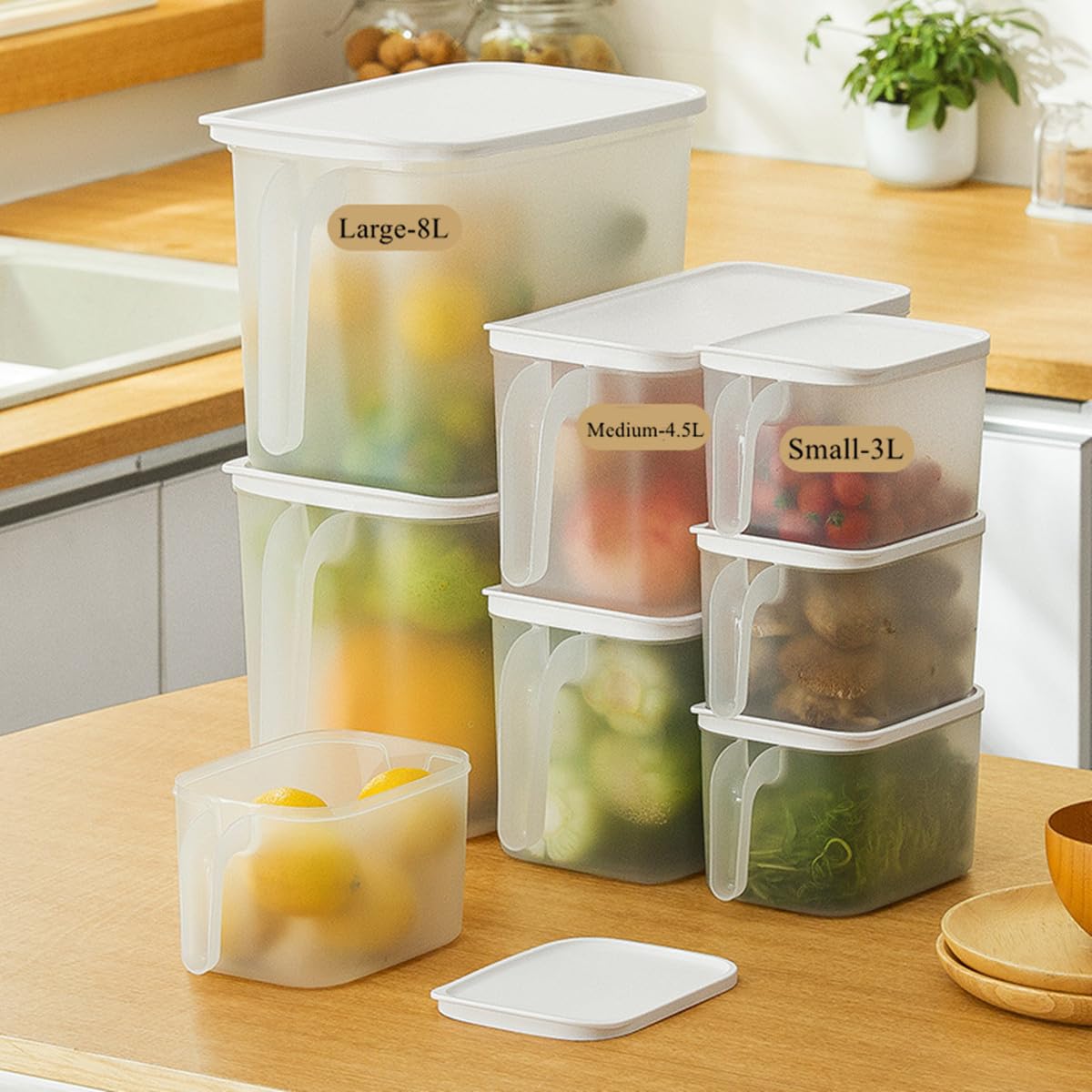 Lallisa 4 Recipientes De Almacenamiento De Alimentos Con Básculas De 4 Cuartos Y 8 Cuartos De Galon Cuadrados Con Tapas Y Asas Recipientes