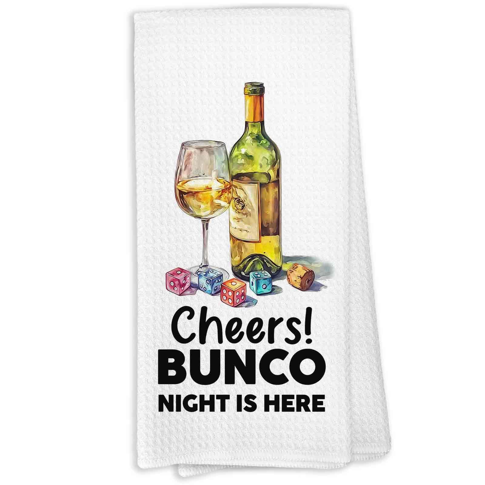 Bunco Gifts Kitchen Towel, Bar Cart Decor, Funny Bar Cart Bartender Wine Hand Towel for Bathroom Kitchen, Wine Bunco Gifts for Women