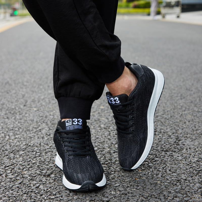 Image of Men's Invisible Height Increasing Elevator Shoes Lightweight Sport Shoes Height-Boosting Non-Slip Sneakers 2.4'' Taller