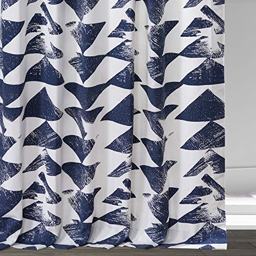 Image of HPD Half Price Drapes Modern Triangular Geometric Printed Curtains Cotton Curtains 108 Inches Long (1 Panel) Room Darkening Curtains for Bedroom & Living Room, 50W x 108L, Triad Geometric Indigo