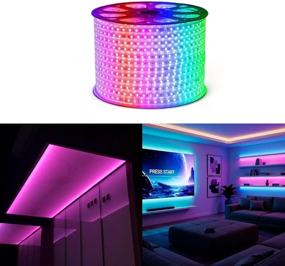 Kit Fita LED RGB 5050 5 Metros 220V + Conector e Controle