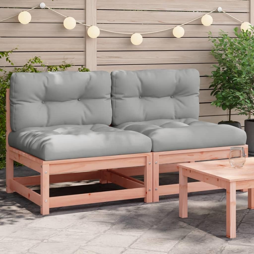 Gecheer Panca da giardino modulare, 2 pezzi, senza braccioli, con cuscini, per giardino, esterni, lounge, divani componibili, panche da giardino, mobili da giardino
