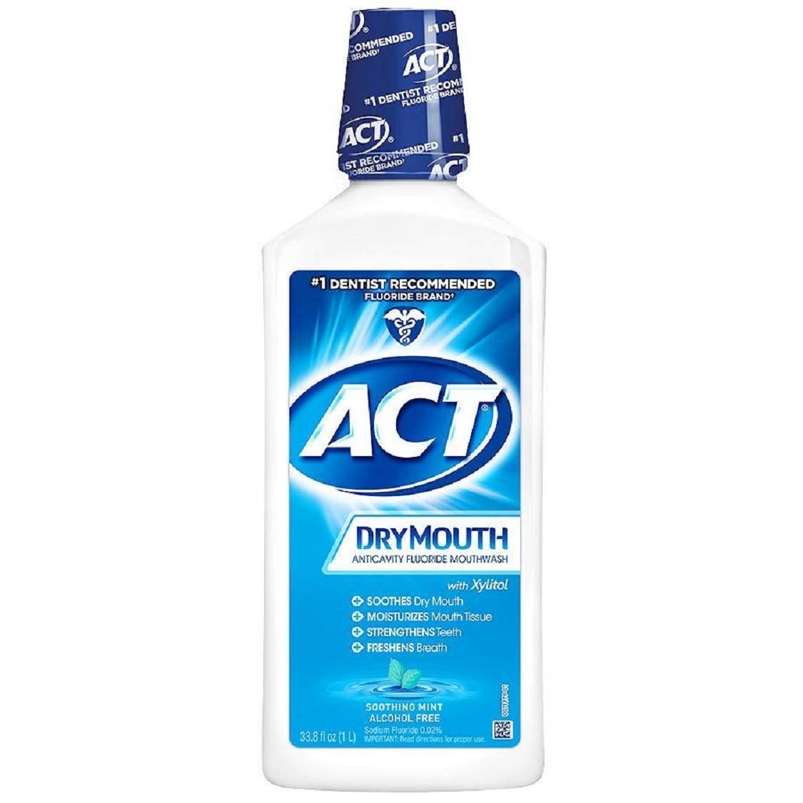 ACT Dry Mouth Anticavity Fluoride Mouthwash Soothing Mint 33.8 oz (Pack of 3)