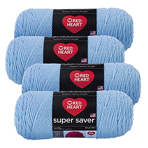 Red Heart Super Saver Yarn (4-Pack of 7oz Skeins) (Light Blue)