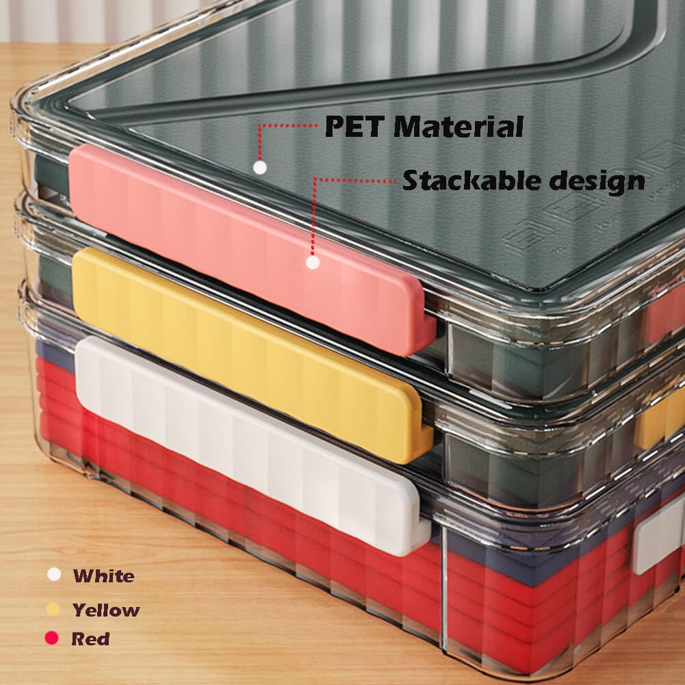 Paquete de 2 cajas de almacenamiento de plástico transparente con tapas, apilables, cajas de almacenamiento de papel para organizar papel de archivo A4, documentos, fotos, álbumes de