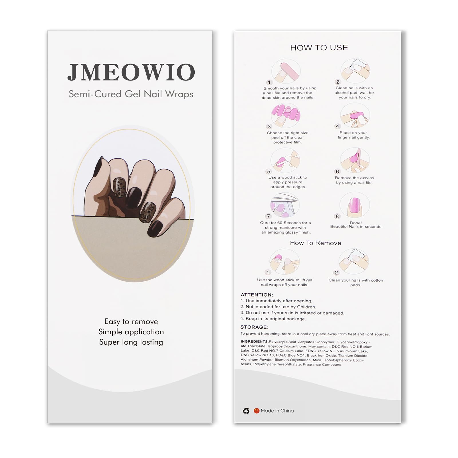 JMEOWIO Żelowe naklejki na paznokcie UV kocie oko nadruk lampart lakier do paznokci żelowe naklejki do paznokci dekoracje do paznokci wzory