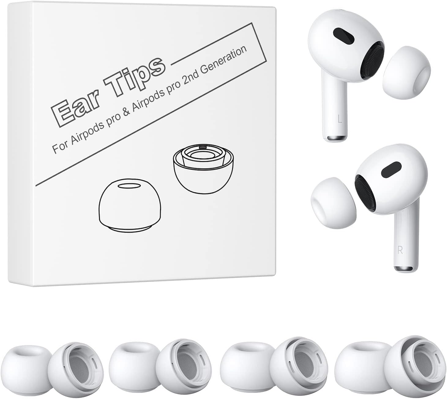 SUPFINE Silicone Airpod Pro Ear Tip Replacement (XS/S/M/L