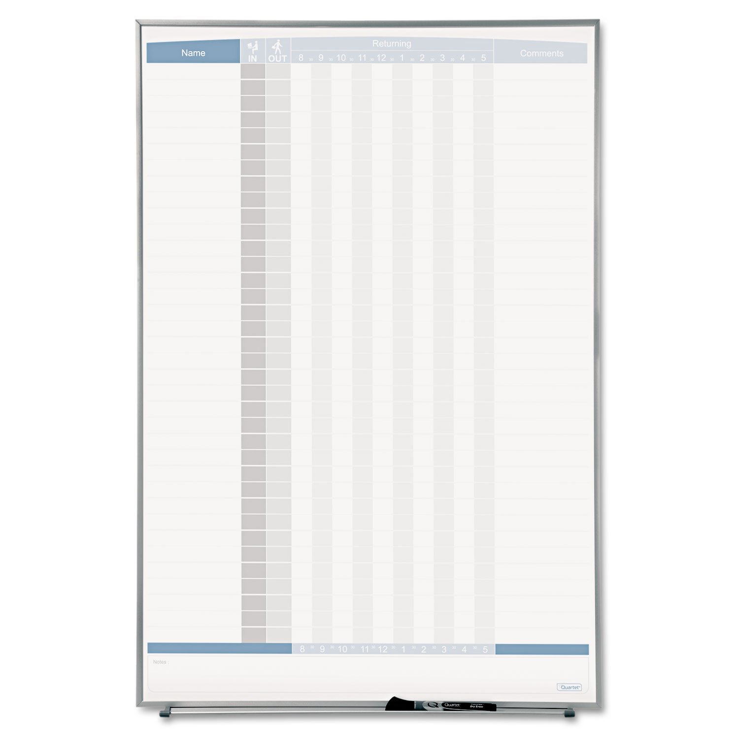 Tabla de entrada/salida, 11 pulgadas x 14 pulgadas, DuraMax de porcelana, tabla de entrada y salida, gris clásico, marco negro (750), gris/blanco, color blanco 34" x 23"